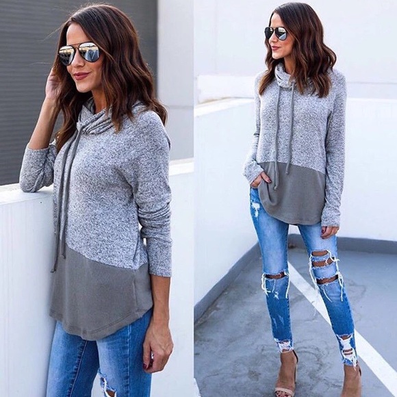 Boutique Tops - ✨Heather Gray Fleece Cotton Long Sleeved Pullover✨